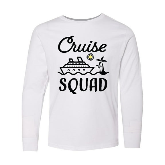 Inktastic Cruise Squad with Vector Cruise Ship and Palm Trees Long Sleeve Youth T-Shirt