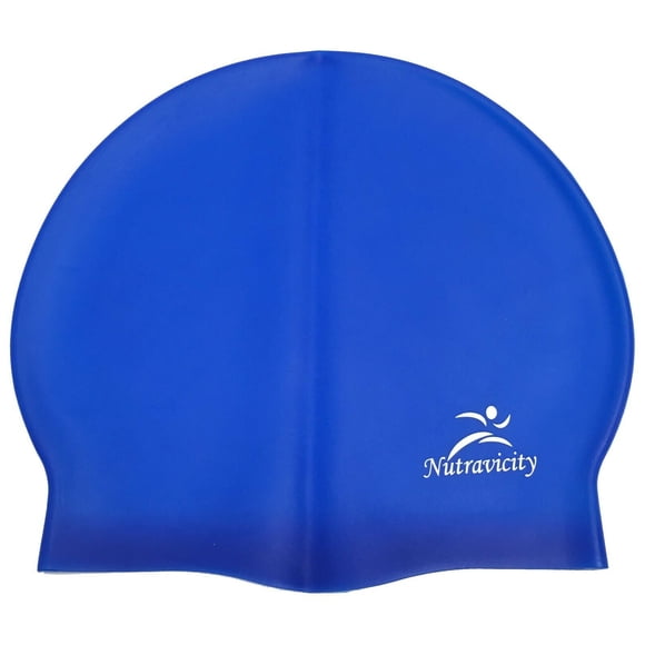 Nutravicity Swim Cap Silicone for Short Hair Swimming Hat for Women & Men, Blue