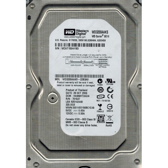 Western Digital WD3200AAKS-22B3A0 320GB DCM: HANNHT2AGN