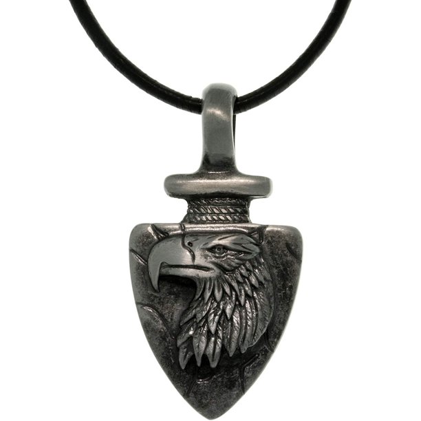 Ina Glamour Pewter Men S Eagle Arrowhead Pendant With 18 Inch Black Leather Cord Necklace Com - Eagle Arrowhead Pendant Necklace