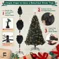 thumbnail image 6 of CAPHAUS 6 Feet Artificial Black Christmas Tree w/ 947 Tip Count, 250 LED Lights, Pre-Hinged, with Metal Stand, Black Flat Shaped Leaves, for Indoor, Office, Party, Holiday Decoration, 6 of 9