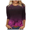 thumbnail image 1 of Pompotops Mode T-shirt Blouse Décontractée pour Femmes Confortable à Col Rond Manches 3/4 Imprimé en Solde, 1 of 5