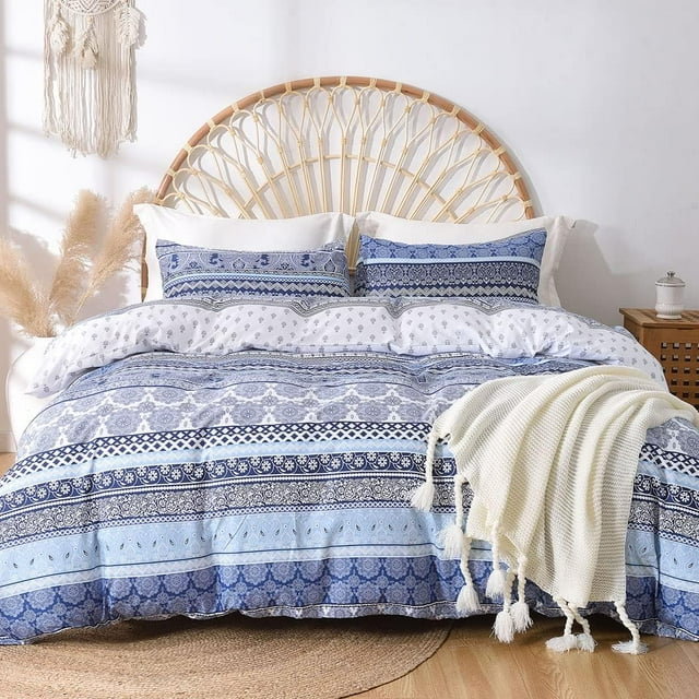 Reversible Duvet Cover Queen Tree Branch Pattern Queen Duvet Cover Set pc Soft Microfiber Breathable Botanical Bedding Sets with Zipper Ties