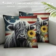 thumbnail image 3 of GOSMITH  Set of  American Flag Highland Cow Throw Pillow Covers, Highland Cattle Cushion Case for Home Living Room Decor, Rustic Wooden Floral Decorative Throw Cushion Case,, 3 of 5