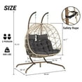 thumbnail image 4 of SEGMART 2-Person Hanging Swing Chair with Stand, Double Hanging Egg Chair with Cushion and Pillow, Foldable Wicker Rattan Patio Basket Hanging Chair for Indoor Outdoor Garden, Dark Gray, 4 of 10