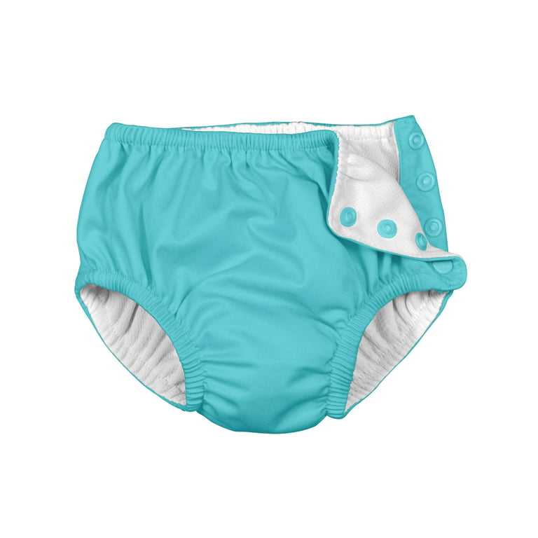 i Play (2 Pack) Boys Reusable Absorbent Baby Swim Diapers - Swimming Suit  Bottom  No Other Diaper Necessary Seafoam Simple Dino and Aqua Blue 18  Months 