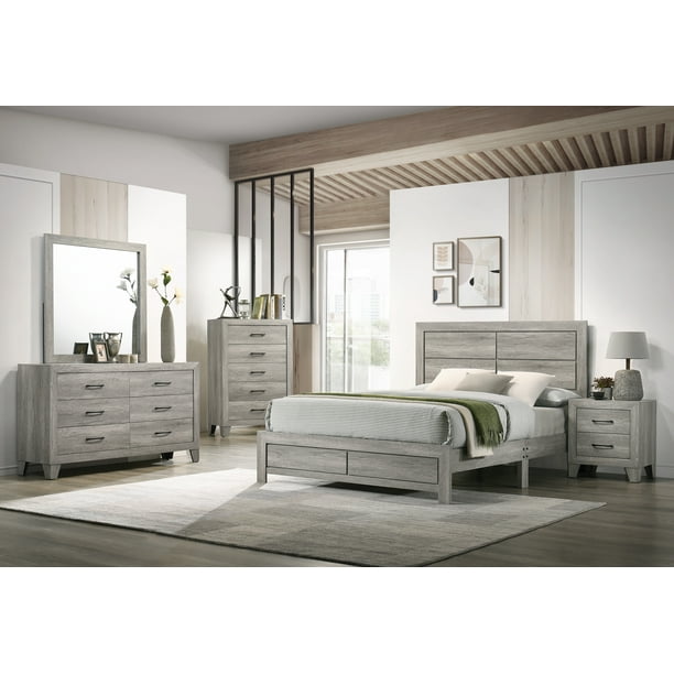 Gregg Driftwood Platform Bedroom Set Special King 5 Piece Bed, Dresser