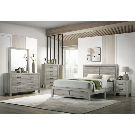 Gregg Driftwood Platform Bedroom Set Special Full 5 Piece: Bed, Dresser, Mirror, NightStand, Chest
