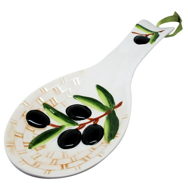Tuscan Olive Spoon Rest Kitchen Accessories Ceramic Italian Decor for