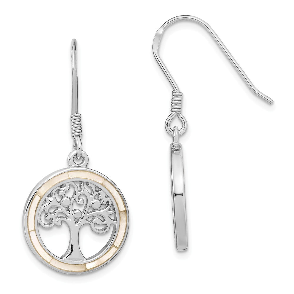 USA Seller Tree of Life Earrings White Opal Sterling Silver 925 Price Jewelry 