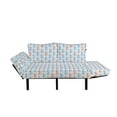 thumbnail image 2 of Cartoon Futon Couch, Horizontal Buses Facing Left Themed, Daybed with Metal Frame Upholstered Sofa for Living Dorm, Loveseat, Cadet Blue Peach, by Ambesonne, 2 of 4