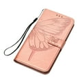 thumbnail image 5 of Decase iPhone 12 Case, Butterfly Patterned Wallet Case, Magnetic Folio Faux Leather with Wrist Strap Credit Card Holder Slots Kickstand Protective Cover For iPhone 12, Rosegold, 5 of 14