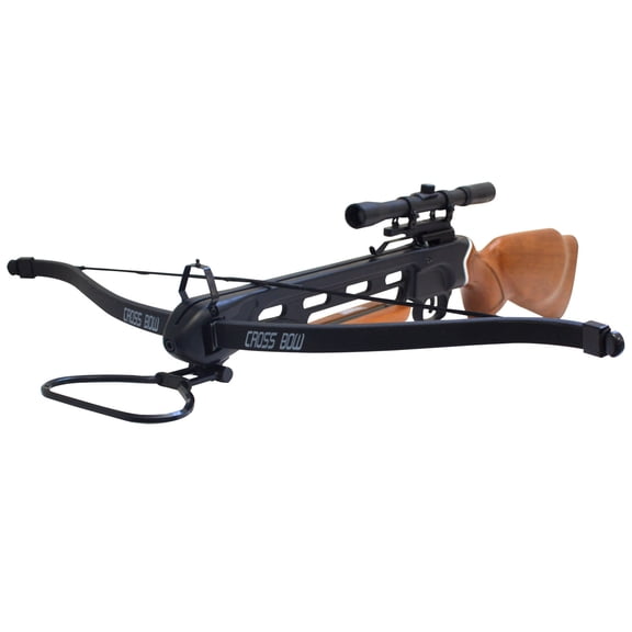 Manticore 210 FPS Hunting Crossbow with 4x20 Scope, Arrows, Stringer, Rope Cocking Device (Brown)