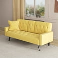 thumbnail image 2 of Sofa Bed,Convertible Couch Sleeper Home Recliner with Nail Head Trim Armrest,3 Adjustable Positions & 2 Cup Holders,72" Velvet Reversible Loveseat Folding Daybed for Small Spaces,Green, 2 of 6