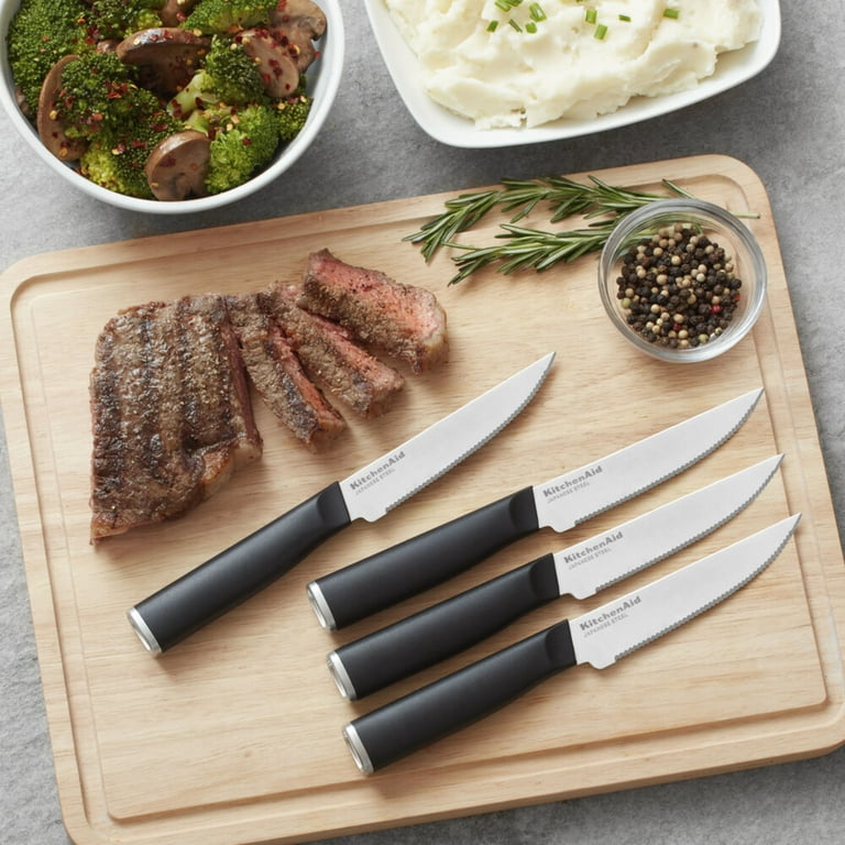KitchenAid Classic 4 Piece Steak Knife Set, 4.5-Inch, High-Carbon Japanese  Steel Blades, Sharp Kitchen Knife Set, Black: Home & Kitchen 