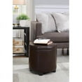 thumbnail image 3 of Designs4Comfort Ottoman de Rangement Rond en Cuir Synthétique Espresso, 3 of 8