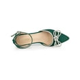 thumbnail image 4 of BLISSFUL STEP Women's Rhinestones Bow Ankle Strap Stiletto Heel Pumps Green (Size 6), 4 of 7