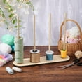 thumbnail image 5 of Wooden Ribbon Rack Storage Ribbon Organizer Spool Holder Wire Spool Stand Holder for Sewing Craft Mesh Wreath Crochet Thread Tulle Roll Florist Arts Wrapping Gift 14.2x3.8x11.8inch Bisque, 5 of 6