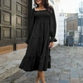 thumbnail image 1 of Robes pour les Femmes 2023 Robes d'Été Mode Femmes Solide Robe à Manches Longues Cou Carré Robe Régulière, 1 of 9