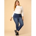 thumbnail image 4 of Unique Bargains Women's Plus Size Stretch Mid Rise Washed Skinny Jeans, 4 of 4