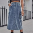 thumbnail image 2 of B91xZ Jupes Midi pour Femmes Jupe Crayon Longue en Coton Stretch Modeste, Bleu TG, 2 of 5