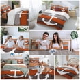 thumbnail image 5 of Queen 4 Piece Bedding Set Coastal Nautical Compass Orange Gradient Soft Breathable Duvet Cover and Pillowcase,Vintage Farm Wood Board Duvet Cover Set Bed Sheets for Bedroom Dormitory Guest Room, 5 of 9