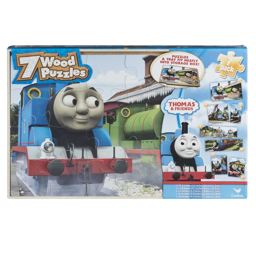 Thomas and Friends 7 Wood Jigsaw Puzzles in Wood Storage Box Walmart