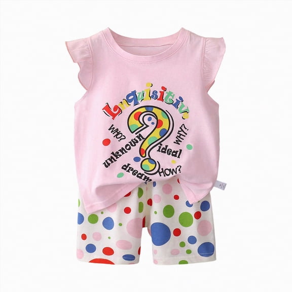 Hessimy Toddler Baby Girl Clothes Summer Short Sleeve T-Shirt and Shorts Cute Infant Baby Girl Outfits Clothing Set(Multicolour,2-3 Years)