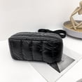 thumbnail image 3 of Bolso de hombro con rayas acolchadas retro para mujer, bandolera de color sólido (negro), 3 of 9