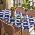 thumbnail image 3 of Retro Rhombus Table Cloths for 5 Foot Rectangle Tables, Morocco Abstract Geometric Art Navy Blue Patio Waterproof Elastic Fitted Tablecloths, Washable Rectangular Table Cover for Camping, 3 of 8