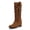 Brown, variant on Womens Knee High Boots,Winter Closed Round Toe Buckle Slouchy Wedge Heels Boots Pull On Dress Comfortable Mid Calf Booties