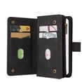 thumbnail image 3 of Zipper Wallet Case for Samsung Galaxy S22 Plus, [15 Card Slots] [Zipper Pocket] Luxury PU Leather Flip Folio Cover with [Magnetic] [Wrist Hand Strap] [Kickstand] Skin-Feeling Shockproof Case,Black, 3 of 10