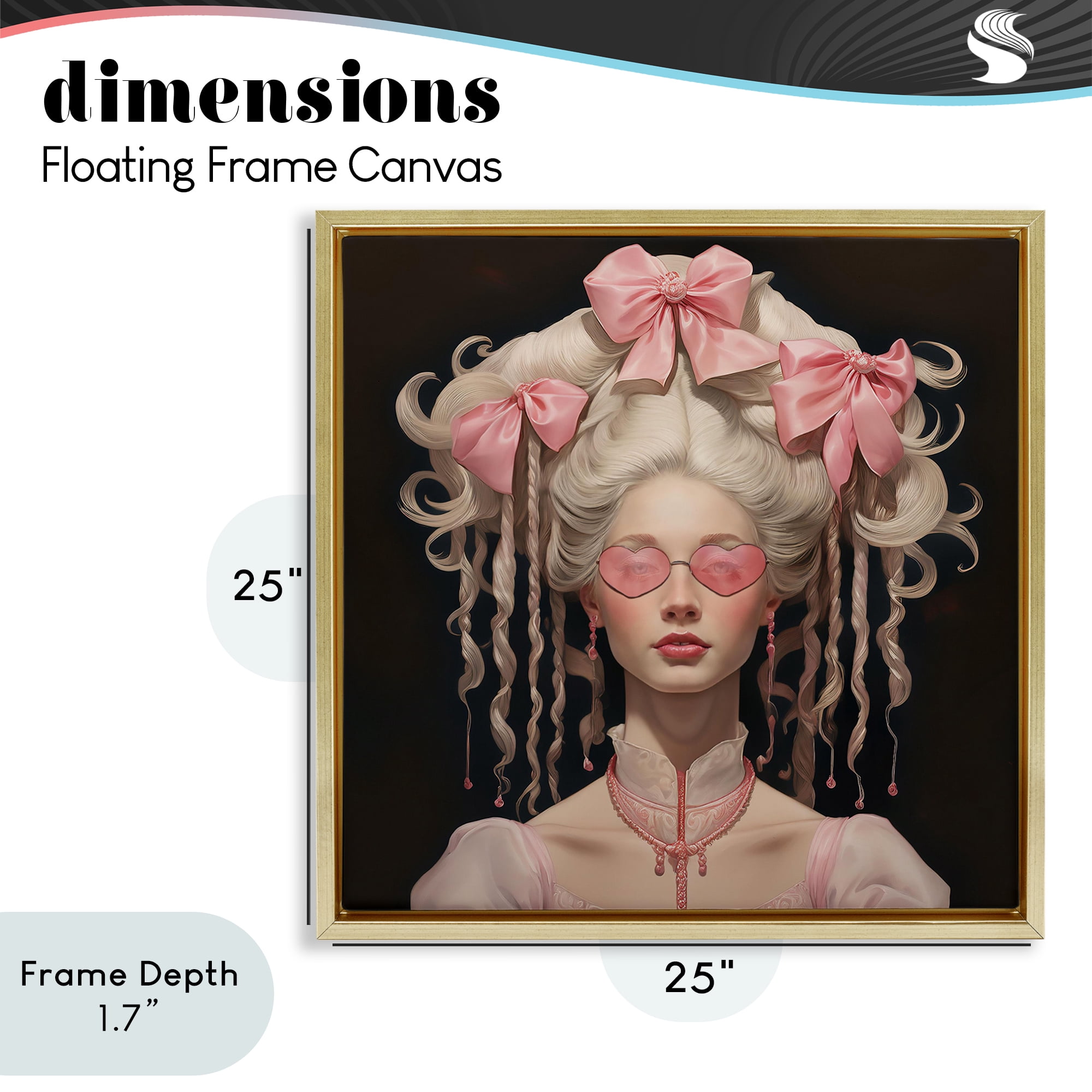 Stupell Industries Rococo Woman Opulent Ribbons Gold Framed Floater Canvas Wall Art, design by Grotto Studios