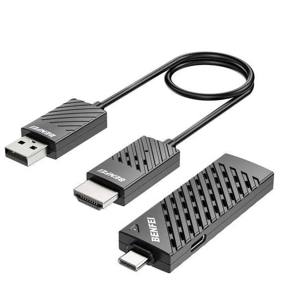 BENFEI Wireless USB C Transmitter and HDMI Receiver Kit, Supporting 1080P USB-C to HDMI Wireless Transmitter up to 98 Feet/30 Metre, 65W PD, Compatible with MacBook, iPad Pro, iMac, S23, XPS17