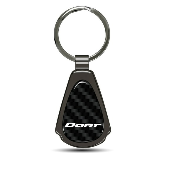 Dodge Dart Real Black Carbon Fiber Gunmetal Black Metal Teardrop Key Chain