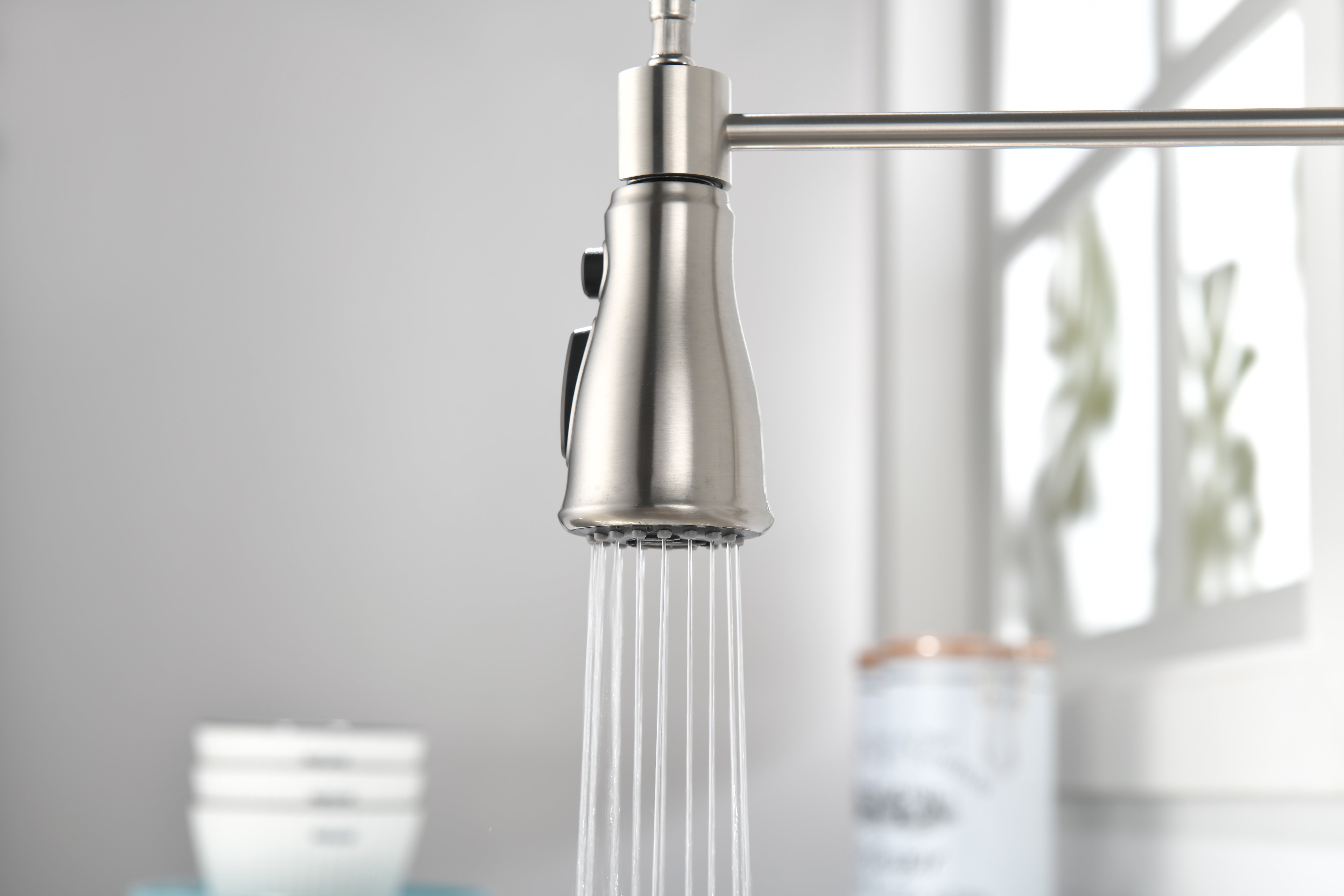 Izzovium Touch Kitchen Faucet with Pull Down Sprayer, Brushed Nickel Stainless Steel, 360-Degree Rotating Nozzle, Single Handle Control for Easy Water Temperature Adjustment