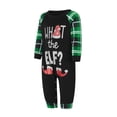 thumbnail image 2 of Hirigin Store Family Matching Christmas Pajamas Set , Elf Letter Print Long-Sleeved Tops + Plaid Pattern Trousers Glow at Night Sleepwear, 2 of 5