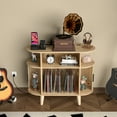thumbnail image 3 of Record Player Stand with Sliding Door, Vinyl Record Storage Cabinet, Record Player Table, 3 of 7