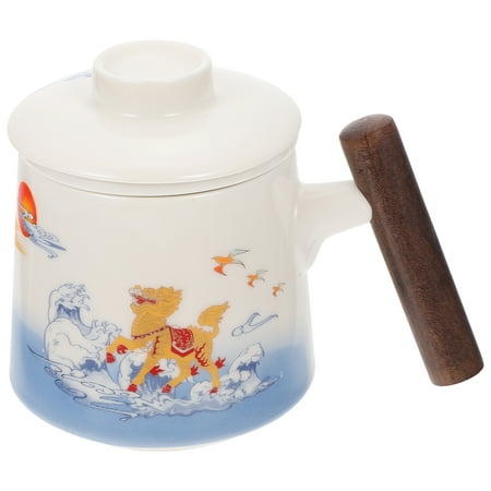 

1Pc Creative Ceramic Water Cup Office Drinking Cup Water Tea Separation Cup