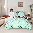 thumbnail image 4 of Homewish Kawaii Green Bow Knot Boy Girl Bedding Comforter Set 2pcs,Polka Dots Twin Comforter Sets Microfiber,Animal Zebra Print Breathable Bedding Set,Super Cozy Room Decor,Reversible, 4 of 8