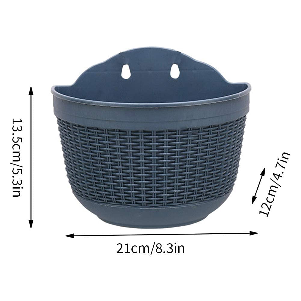 Set of 2 Pcs Hanging Planters Outdoor Hanging Basket Plastic Flower Pot Plants Holder Hanger for Balcony Fence Wall Mounted