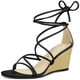 thumbnail image 1 of Sandalias de tacón cuña Allegra K con tiras y cordones, Negro, 26cm, 1 of 6
