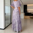 thumbnail image 3 of Letdown Summer Dresses for Women 2026 Floral Cottagecore Dress Puff Sleeve Maxi Ruffled Corset Dress Square Neck A Line Flowy Wedding Guest Tea Party Dresses, 3 of 8