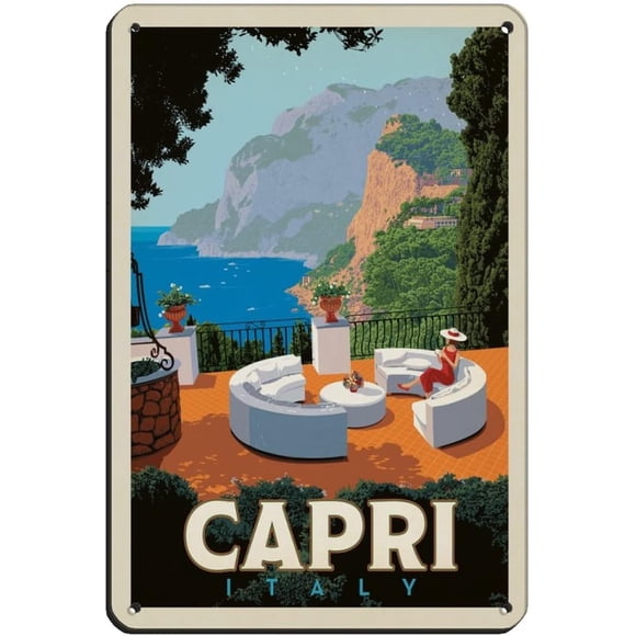 Funny Metal Tin Signs Italy Capri Vintage Signs Home Kitchen Rustic Travel Metal Signs Wall Art Decor