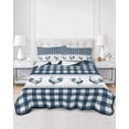 thumbnail image 3 of Farmhouse Blue Plaid Full Size Down Alternative Comforter, Lightweight Comforter Quilt Bedding Set with Pillow Shams Vintage Country Cock Checkered All Seasons Bed Comforter Duvet Insert 78"x90", 3 of 7