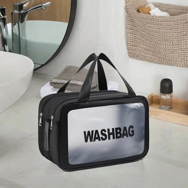 Bolsa de aseo de viaje bolsa de almacenamiento de maquillaje bolsa de cosméticos portátil de gran capacidad para mujer estuche de maquillaje Negro M Fernando