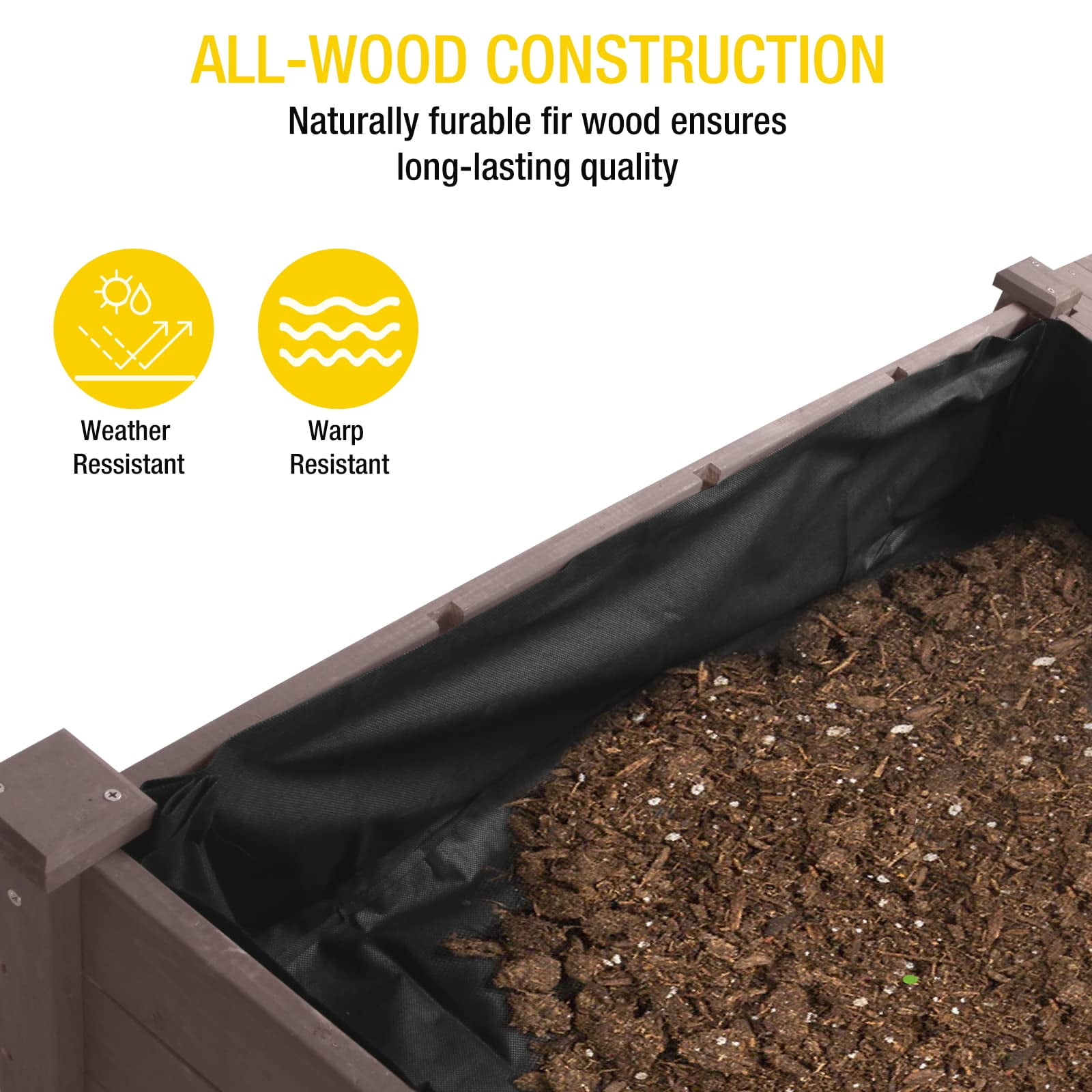 Aivituvin Raised Garden Bed with Liner & Large Storage Shelf, Elevated Wood Planter Box Stand Kit for Outdoor Gardening, 230lbs Capacity