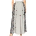 thumbnail image 3 of Sakkas Maran Women's Boho Embroidery Skirt with Lace Elastic Waist and Pockets - Grey - One Size, 3 of 5