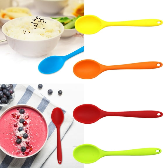 CoreLiving Silicone Cooking Spoons, 7.8 Inch Kitchen Spoons for Mixing, Serving and Stirring, Heat Resistant Non Stick Basting Utensils, Dishwasher Safe Spatula Spoon