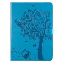 Dteck Case For Apple iPad Air 4th Gen 10.9"/iPad Pro 11 2nd Generation (2020), Magnetic Leather Card Holder Wallet Smart Case Tree Patterned Stand Automatic wake/sleep Cover,Blue